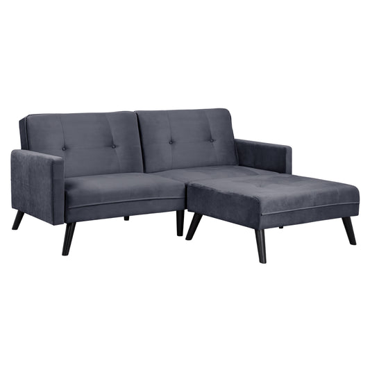 Sofa Corner Bed Livia HM3151.01 Velvet Grey with Footstep 211x158x83cm image 1