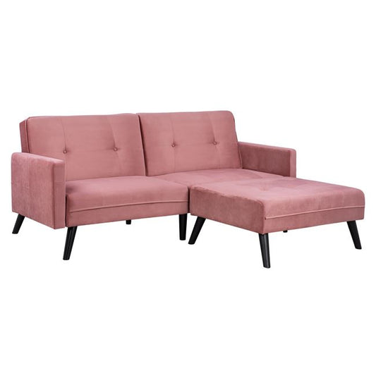 CORNER SOFA BED VELVET DUSTY PINK WITH FOOTREST 211X158X83Y cm.HM3151.02 image 1