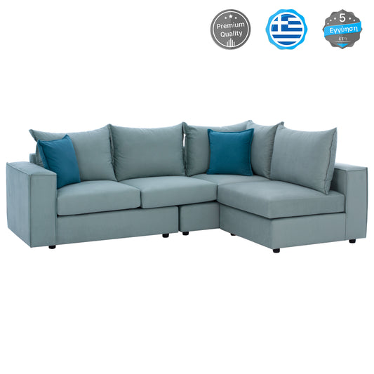 Corner Sofa “MONZA”, interchangeable, 3 pcs, pistachio green, stain-resistant, water-repellent image 1