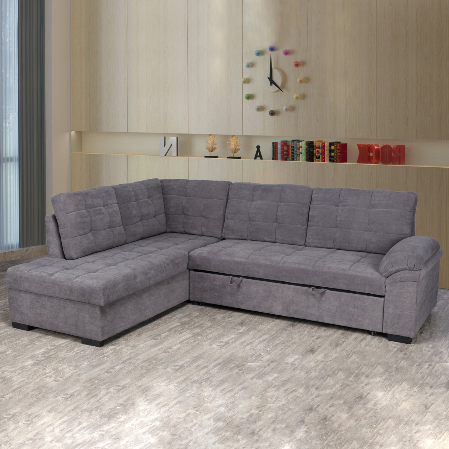 Sofa bed Jade left corner in dark grey color HM3144.02L 252x159x84h cm image 1