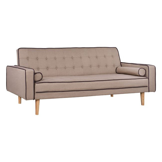 Sofa Bed with Beige Fabric and 2 Pillows HM3150.02 224x88x84 cm image 1