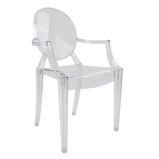 Chair acrylic clear with arms Aramis HM0169 52,2x56,5x92cm image 1