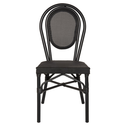 Aluminum Chair Bamboo Look Black with Textline 45x57x88cm HM5052