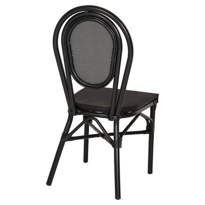 Aluminum Chair Bamboo Look Black with Textline 45x57x88cm HM5052