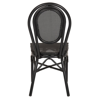 Aluminum Chair Bamboo Look Black with Textline 45x57x88cm HM5052