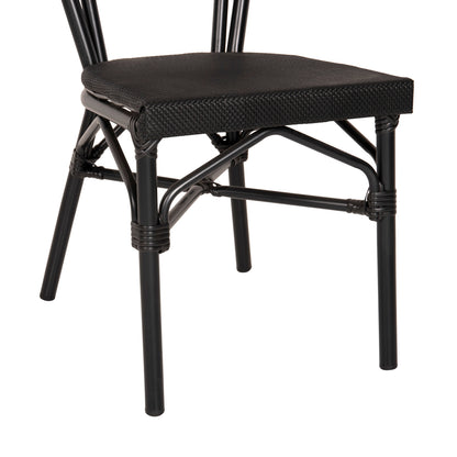 Aluminum Chair Bamboo Look Black with Textline 45x57x88cm HM5052