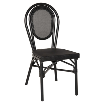 Aluminum Chair Bamboo Look Black with Textline 45x57x88cm HM5052 image 1