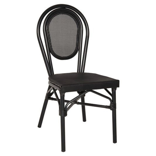 Aluminum Chair Bamboo Look Black with Textline 45x57x88cm HM5052 image 1