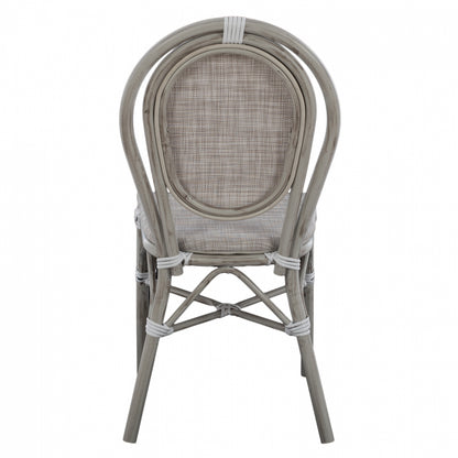 Aluminum chair Bamboo Look Patina Grey with textline 45x57x88 cm HM5109