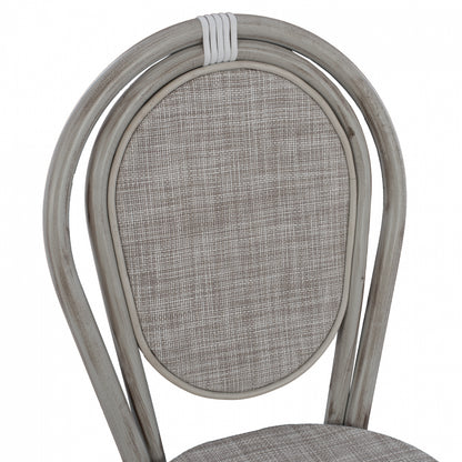 Aluminum chair Bamboo Look Patina Grey with textline 45x57x88 cm HM5109