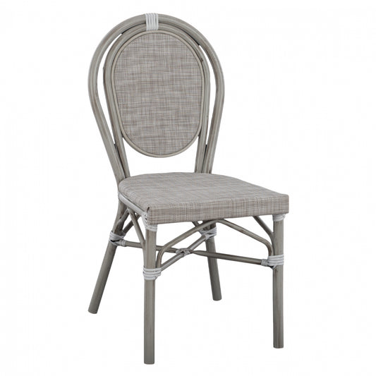 Aluminum chair Bamboo Look Patina Grey with textline 45x57x88 cm HM5109 image 1