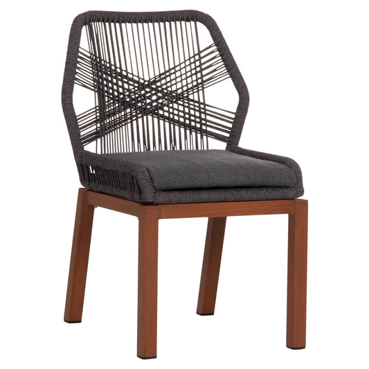ALUMINUM DINING CHAIR HOWARD HM5547.11 BROWN COLOR--ROPE & CUSHION IN DARK GREY 55.5x60x84.5Hcm. image 1