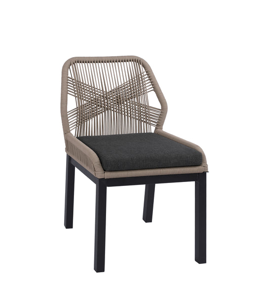ALUMINUM DINING CHAIR HOWARD HM5547.12 DARK GREY FRAME--ROPE BEIGE & CUSHION IN DARK GREY 55.5x60x84.5Hcm. image 1