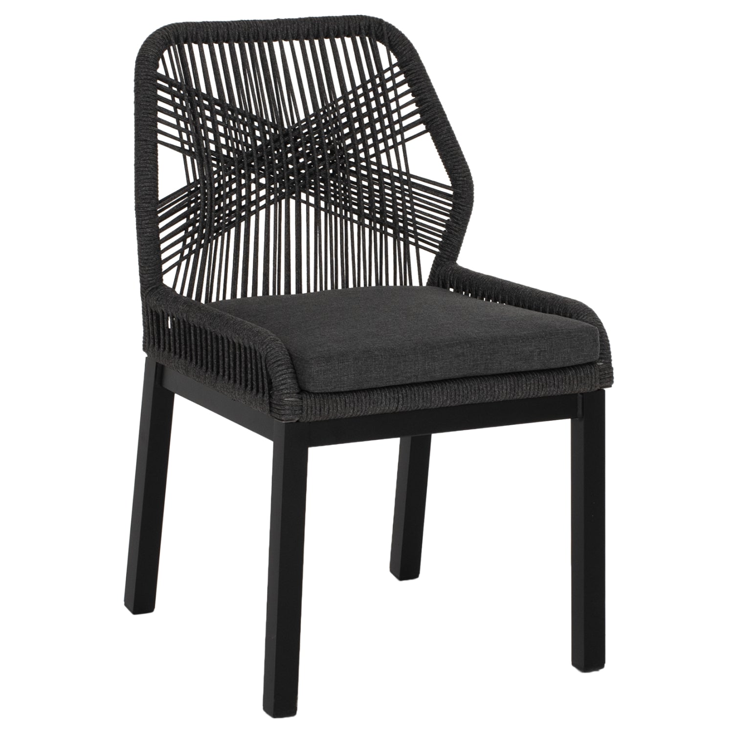 CHAIR ALUMINUM HOWARD BLACK WITH ROPE DARK GREY 56x60x83Hcm.HM5547.03 image 1