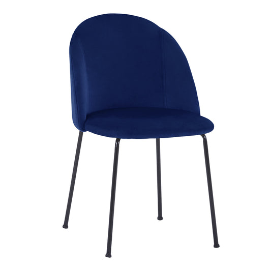 Chair Clara Velvet Blue and Metallic Legs Black Matte HM8545.08 50x54x79 cm image 1