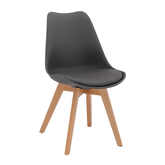 DINING CHAIR VEGAS HM0033.03 BEECH WOOD LEGS-P.P. SEAT IN DARK GRAY 45x56x80Hcm. image 1