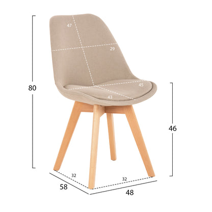 Стол за Трапезария Вегас с Бежова Тапицерия 48Χ58Χ80H cm