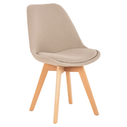 DINING CHAIR VEGAS HM0033.54 BEECH LEGS-BEIGE FABRIC 48Χ58Χ80H cm. image 1