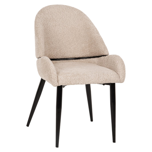CHAIR SARKY HM8585.02 BOUCLE ECRU FABRIC-BLACK METAL LEGS 55x62x89Hcm. image 1