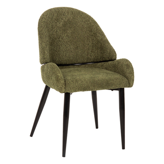 CHAIR SARKY HM8585.03 BOUCLE GREEN FABRIC-BLACK METAL LEGS 55x62x89Hcm. image 1