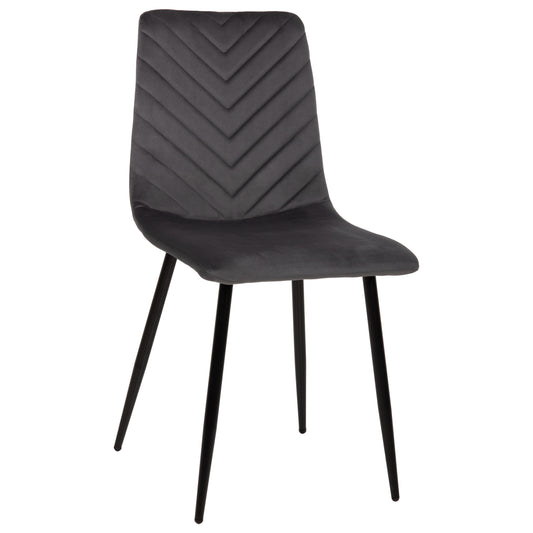DINING CHAIR LATRELL HM8587.01 GREY VELVET & BLACK METAL LEGS 43x54x88Hcm. image 1