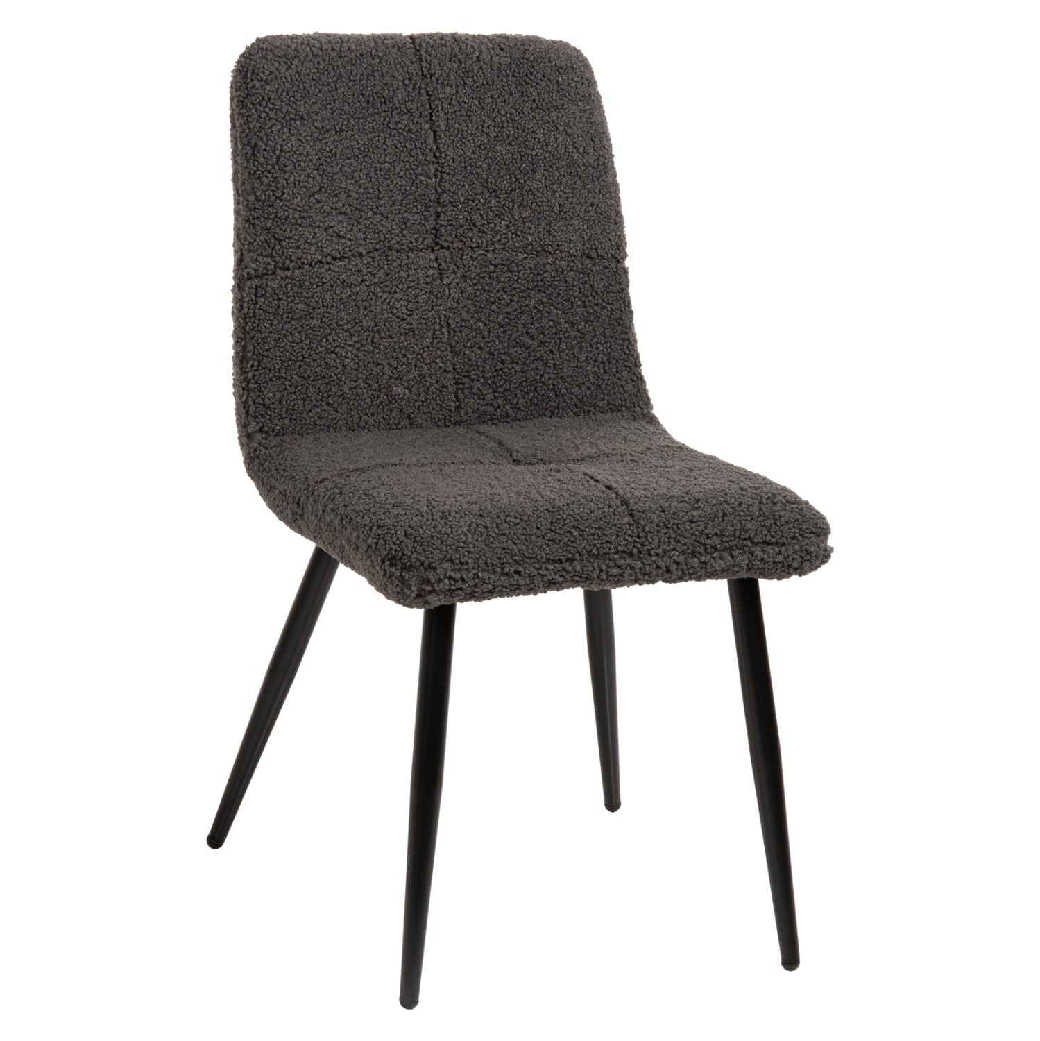 CHAIR SHELLY HM8590.01 TEDDY FABRIC IN GREY-BLACK METAL LEGS 48x64x87Hcm. image 1