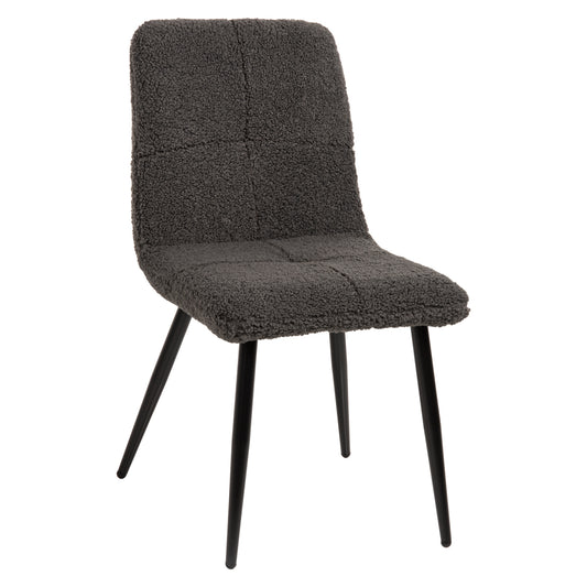 CHAIR SHELLY HM8590.01 TEDDY FABRIC IN GREY-BLACK METAL LEGS 48x64x87Hcm. image 1