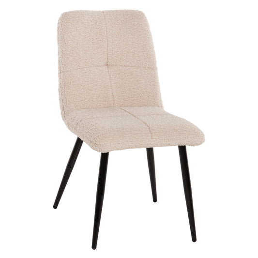 CHAIR SHELLY HM8590.02 TEDDY FABRIC IN WHITE-BLACK METAL LEGS 48x64x87Hcm. image 1