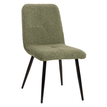 CHAIR SHELLY HM8590.03 TEDDY FABRIC IN PISTACHIO GREEN-BLACK METAL LEGS 48x64x87Hcm. image 1