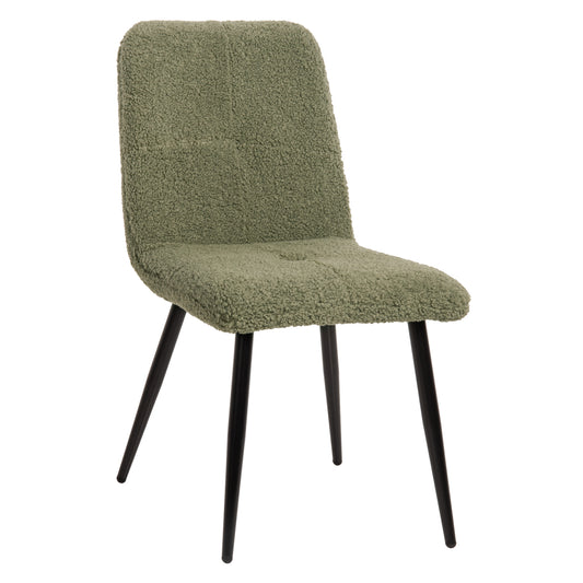 CHAIR SHELLY HM8590.03 TEDDY FABRIC IN PISTACHIO GREEN-BLACK METAL LEGS 48x64x87Hcm. image 1