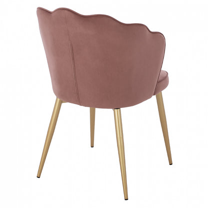 Ст chair с велур в розов цвят и златна рамка 48x48x85 см