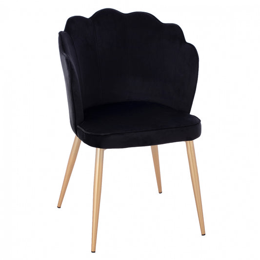 CHAIR HM8737.04 VELVET BLACK WITH METAL GOLD FRAME 48x48x85 cm. image 1