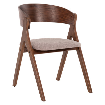 DINING CHAIR NEKKER HM9739.01 RUBBERWOOD IN WALNUT COLOR-BEIGE FABRIC SEAT 56x55x78Hcm. image 1