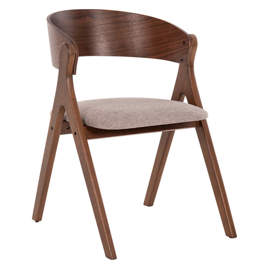 DINING CHAIR NEKKER HM9739.01 RUBBERWOOD IN WALNUT COLOR-BEIGE FABRIC SEAT 56x55x78Hcm. image 1