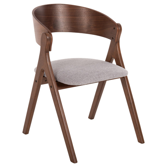 DINING CHAIR NEKKER HM9739.02 RUBBERWOOD IN WALNUT COLOR-GREY FABRIC SEAT 56x55x78Hcm. image 1