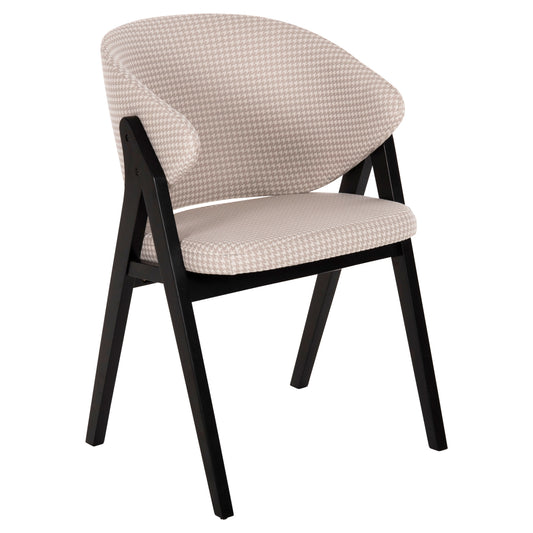 DINING CHAIR HANA HM9746.01 RUBBERWOOD IN BLACK-FABRIC IN BEIGE 55x60x84Hcm. image 1