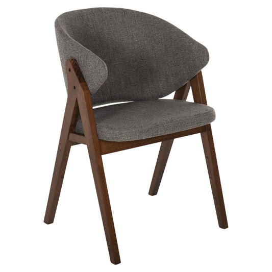 DINING CHAIR HANA HM9746.02 RUBBERWOOD IN WALNUT-FABRIC IN GREY 55x60x84Hcm. image 1