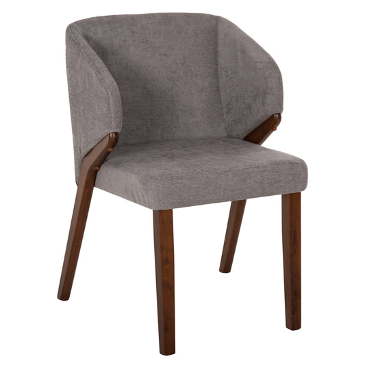 DINING CHAIR RADDER HM9749 RUBBERWOOD IN WALNUT COLOR-GREY FABRIC 50x53x77Hcm. image 1