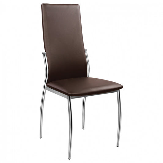 Dining chair Kim HM0080.05 Brown PU with metallic frame 45X55X99 cm image 1
