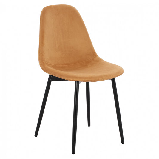 CHAIR LEONARDO VELVET GOLD WITH METAL LEGS 45x47x87Y cm. ΗΜ00100.09 image 1