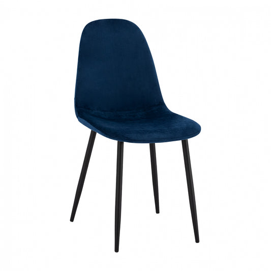 Chair Leonardo Velvet Blue with Metallic Legs HM00100.08 43x54x88 cm. image 1