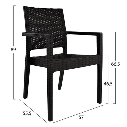 Chair with arms Polypropylene Dark Brown HM5134.02 57x55,5x89 cm