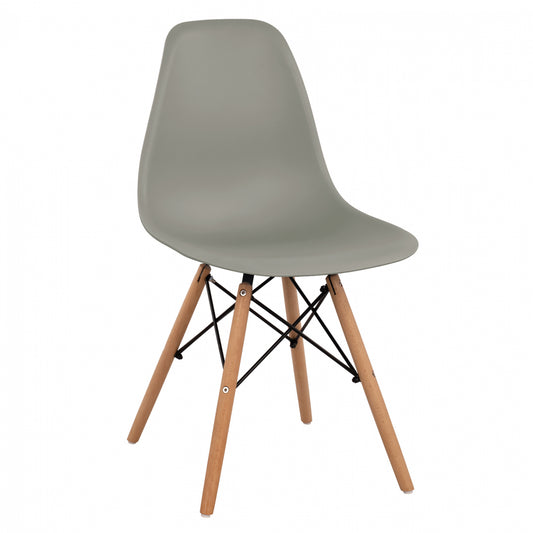 Chair with wooden legs and seat Twist PP Grey HM8460.10 46x50x82 cm image 1