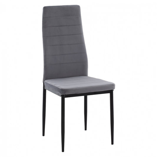 METAL CHAIR HM0037.31 GRAY VELVET WITH METAL FRAME K/D image 1