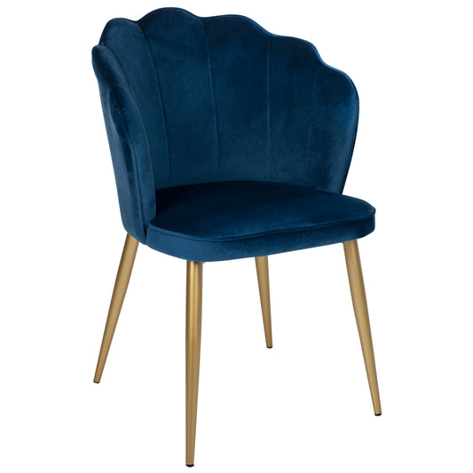 CHAIR AVIE HM8737.08 METALLIC WITH BLUE VELVET AND GOLDEN LEGS 48x48x85Ηcm. image 1