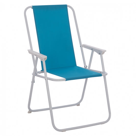 Beach chair with high back Foldable light blue HM5148 Metallic image 1