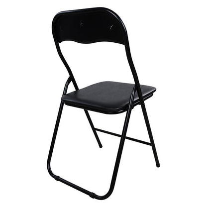 Сгъваем Черен Стол PU с Метална Рамка 38x47x82H cm