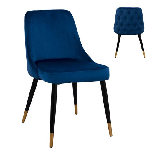 Chair Serentiy HM8527.08 from velvet Blue with metallic frame 51x58x83cm image 1