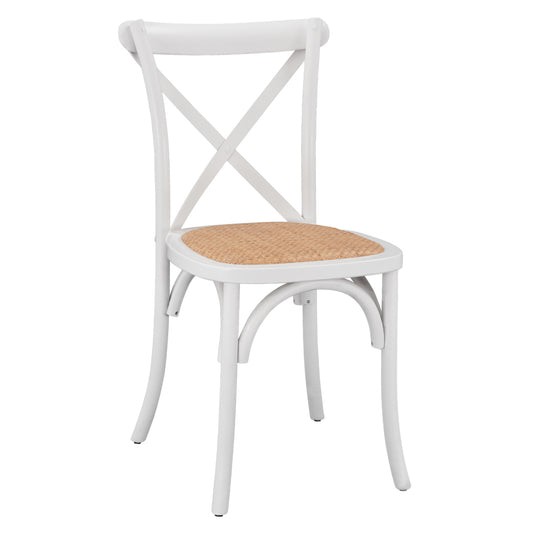 Wooden chair Owen Stackable from beech wood in white color with crossed back HM8575.14 48x53x90 cm image 1