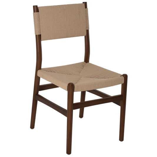 DINING CHAIR BEECH WOOD WALNUT- NATURAL ROPE ECRU 48X52X85Hcm.HM9412.04 image 1
